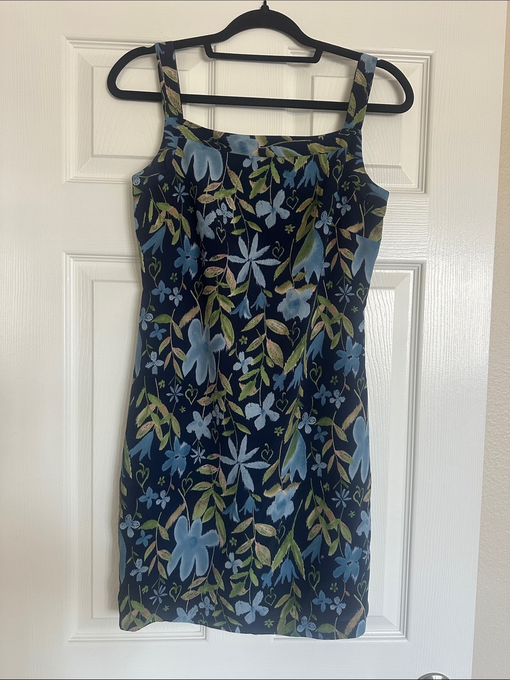 Women's Navy Floral Sheath Dress - Blue & Green